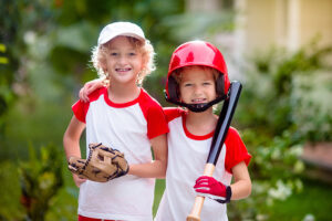 Two young baseball players