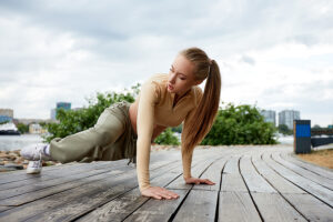 Female athlete exercising outdoors